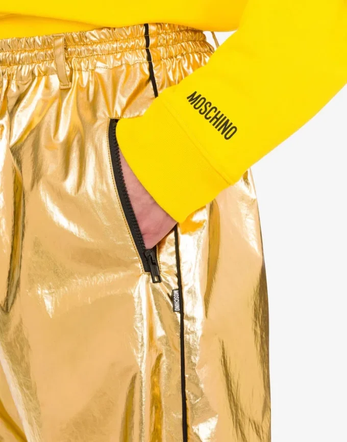 Pantalones de muselina de algodón laminada