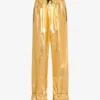 Pantalones de muselina de algodón laminada