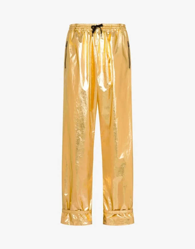 Pantalones de muselina de algodón laminada
