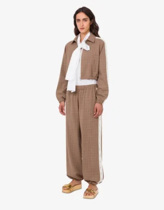 Pantalones de tejido elástico de mezcla de lana Pantalones de tejido elástico de mezcla de lana