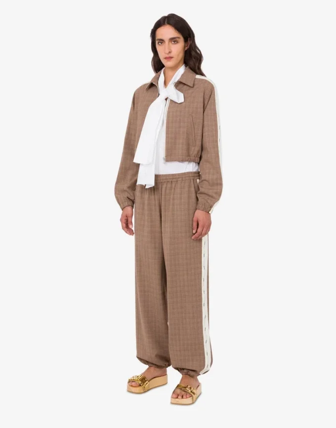 Pantalones de tejido elástico de mezcla de lana Pantalones de tejido elástico de mezcla de lana
