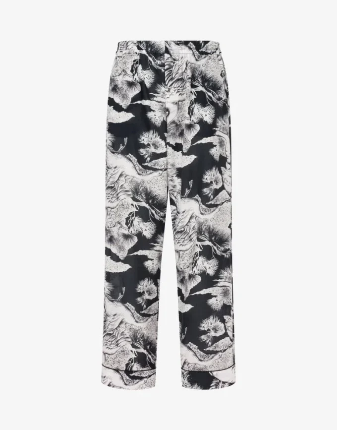 Pantalones ligeros de popelín de algodón con estampado de ganso