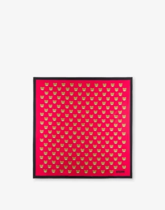 Pañuelo de seda con estampado de ositos por toda la superficie