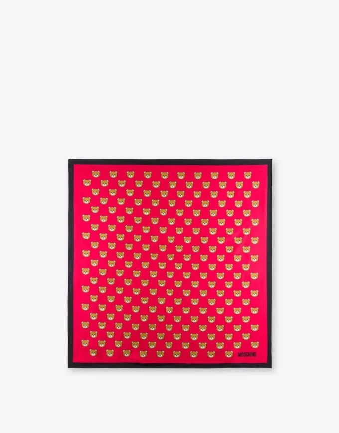 Pañuelo de seda con estampado de ositos por toda la superficie