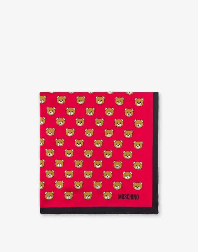 Pañuelo de seda con estampado de ositos por toda la superficie