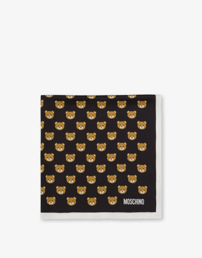 Pañuelo de seda con estampado de ositos por toda la superficie