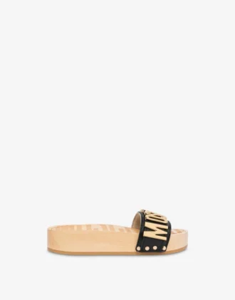 Sandalias de piel de becerro y madera