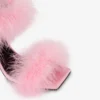 Sandalias de satén con plumas
