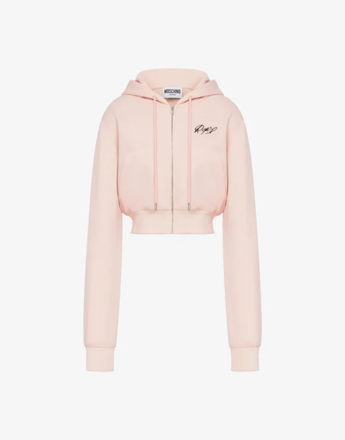 Sudadera corta de algodón bordada Sudadera corta de algodón bordada