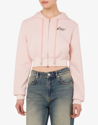 Sudadera corta de algodón bordada