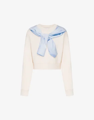 Sudadera corta estampada de algodón