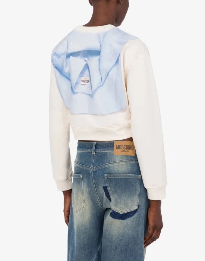 Sudadera corta estampada de algodón Sudadera corta estampada de algodón