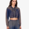 Sudadera corta estampada de algodón orgánico Sudadera corta estampada de algodón orgánico