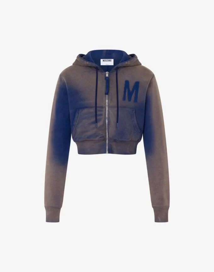 Sudadera corta estampada de algodón orgánico Sudadera corta estampada de algodón orgánico
