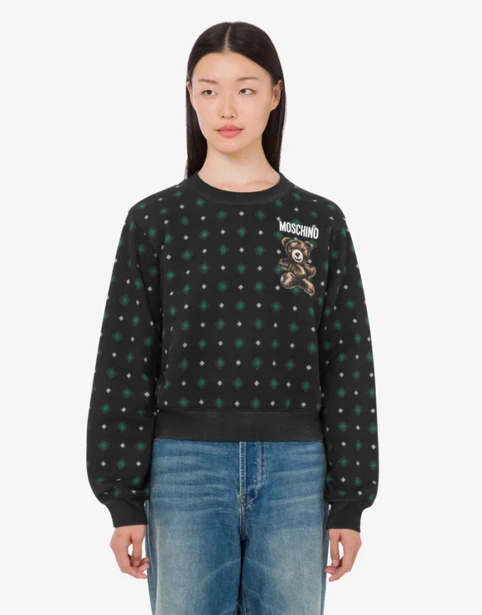 Sudadera de algodón orgánico Moschino Teddy Bear Sudadera de algodón orgánico Moschino Teddy Bear