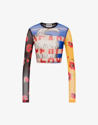 Top corto de tul estampado