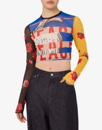 Top corto de tul estampado
