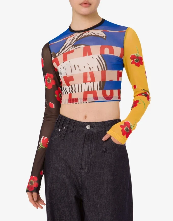 Top corto de tul estampado