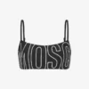 Top de bikini bandeau con logotipo de goma