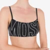 Top de bikini bandeau con logotipo de goma