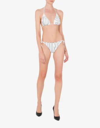 Top de bikini con triángulo y logotipo de goma Top de bikini con triángulo y logotipo de goma