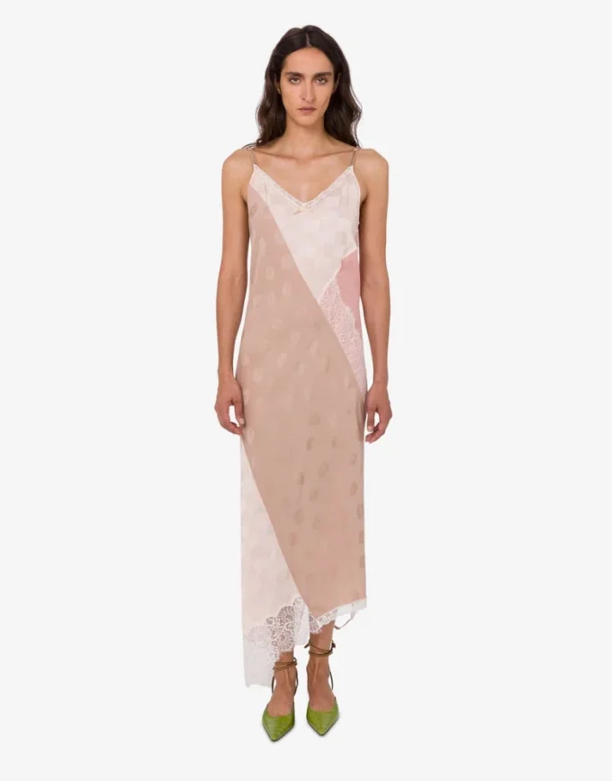 Vestido bordado de mezcla de seda Vestido bordado de mezcla de seda