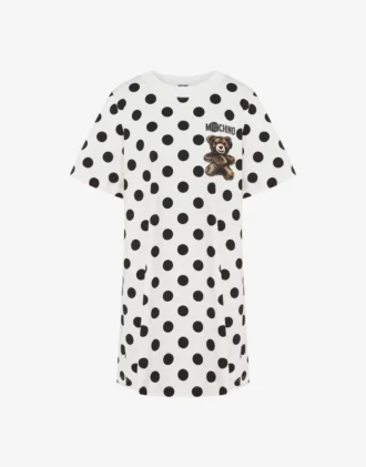 Vestido de algodón grueso con estampado de ositos de peluche Moschino