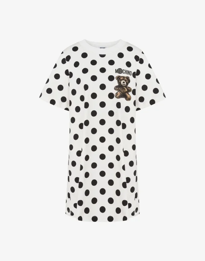 Vestido de algodón grueso con estampado de ositos de peluche Moschino