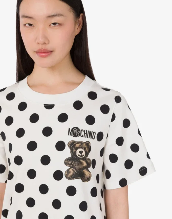 Vestido de algodón grueso con estampado de ositos de peluche Moschino