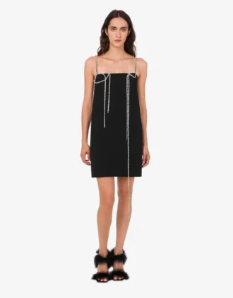 Vestido de crepé elástico con adornos