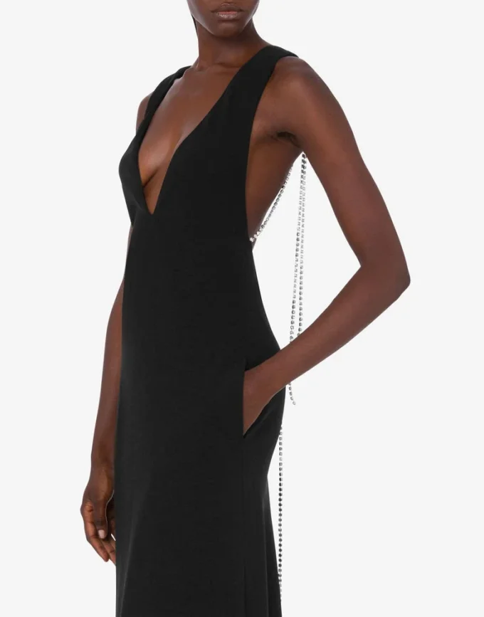 Vestido de crepé elástico con adornos Vestido de crepé elástico con adornos