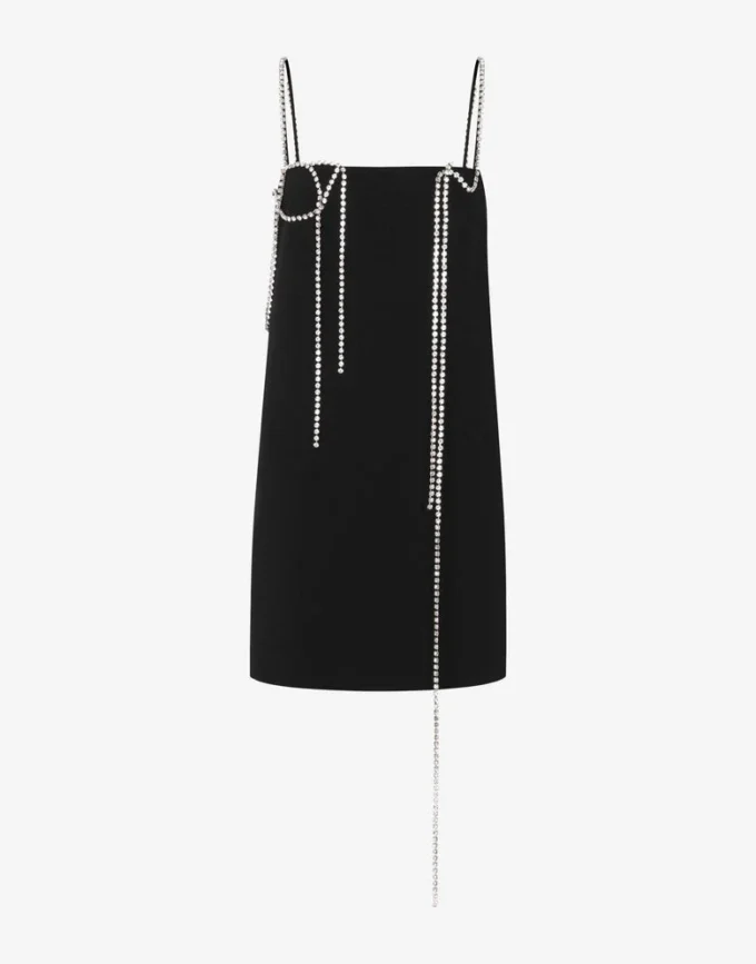 Vestido de crepé elástico con adornos Vestido de crepé elástico con adornos