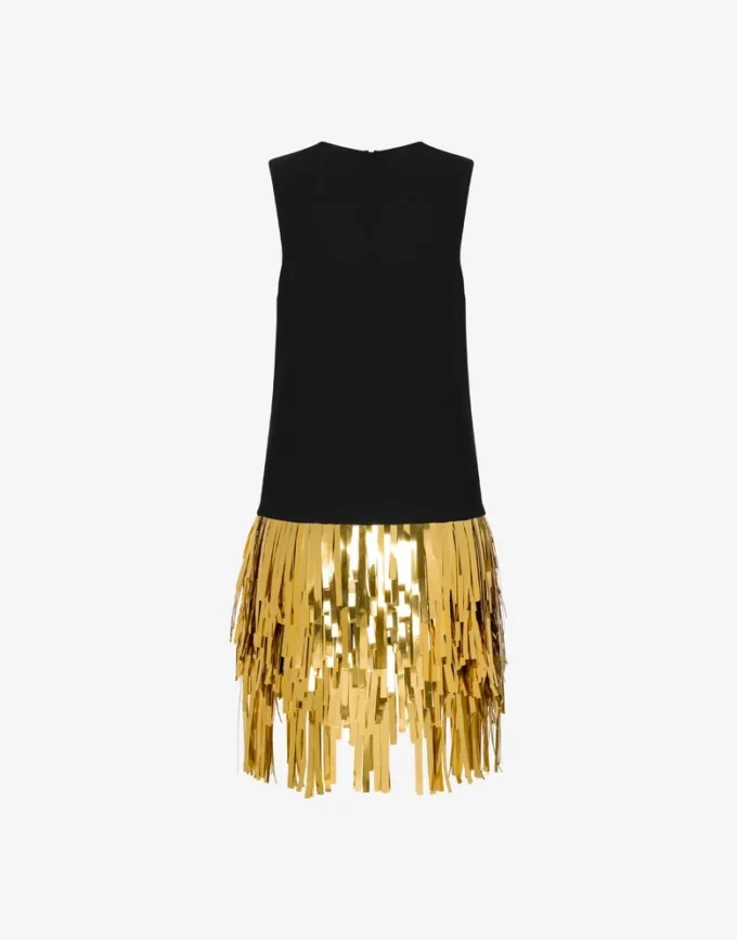 Vestido de crepé elástico con adornos Vestido de crepé elástico con adornos