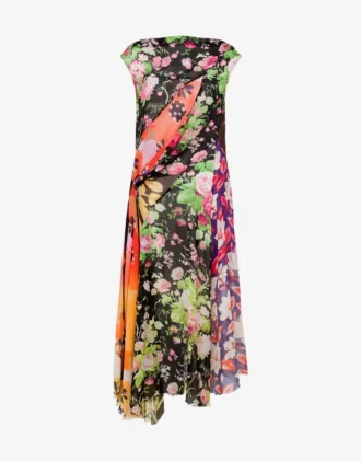 Vestido de georgette de seda estampado