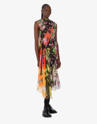 Vestido de georgette de seda estampado