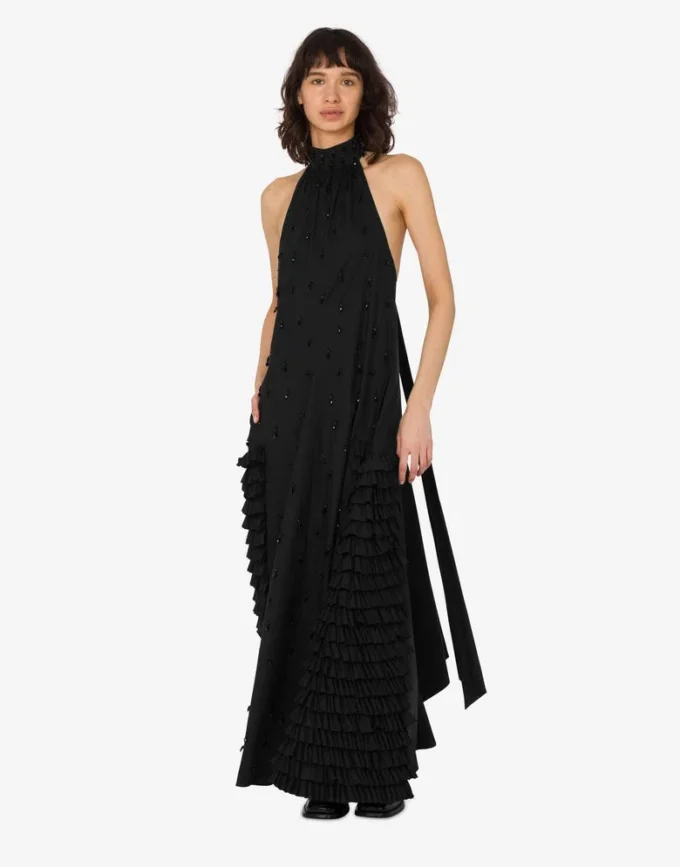 Vestido de popelín de algodón bordado