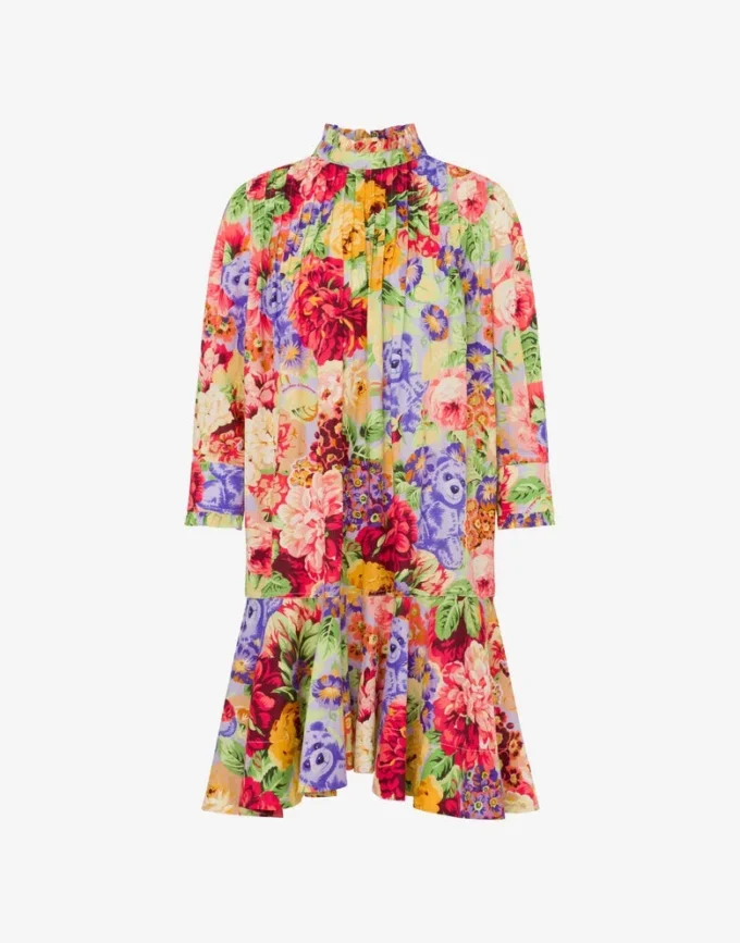Vestido de popelín de algodón estampado