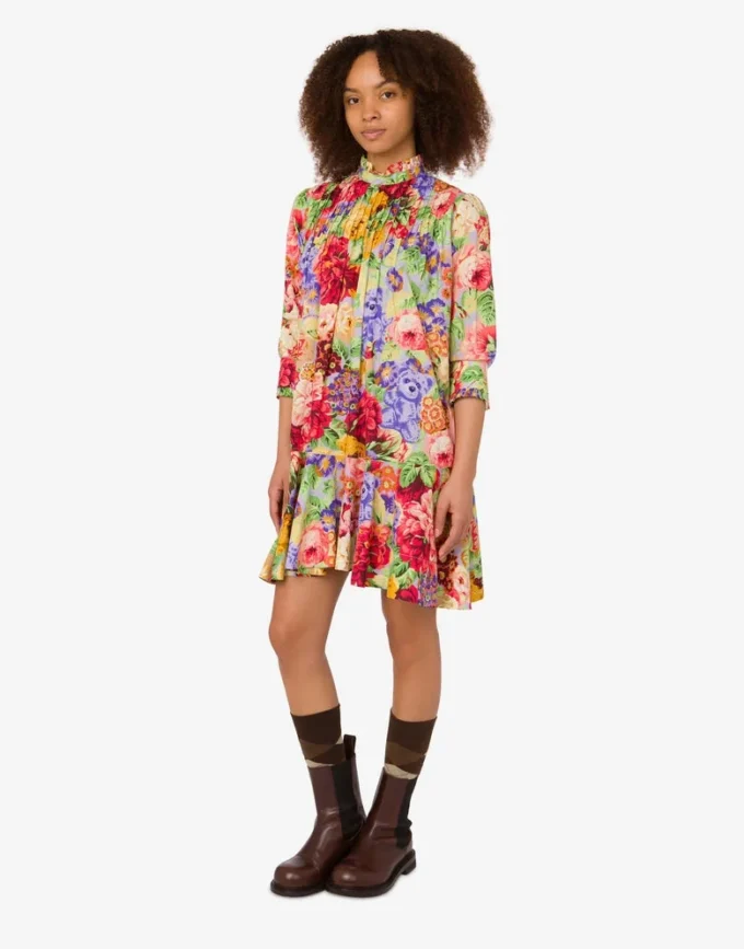 Vestido de popelín de algodón estampado