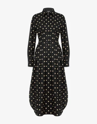 Vestido de popelín de algodón estampado de lunares