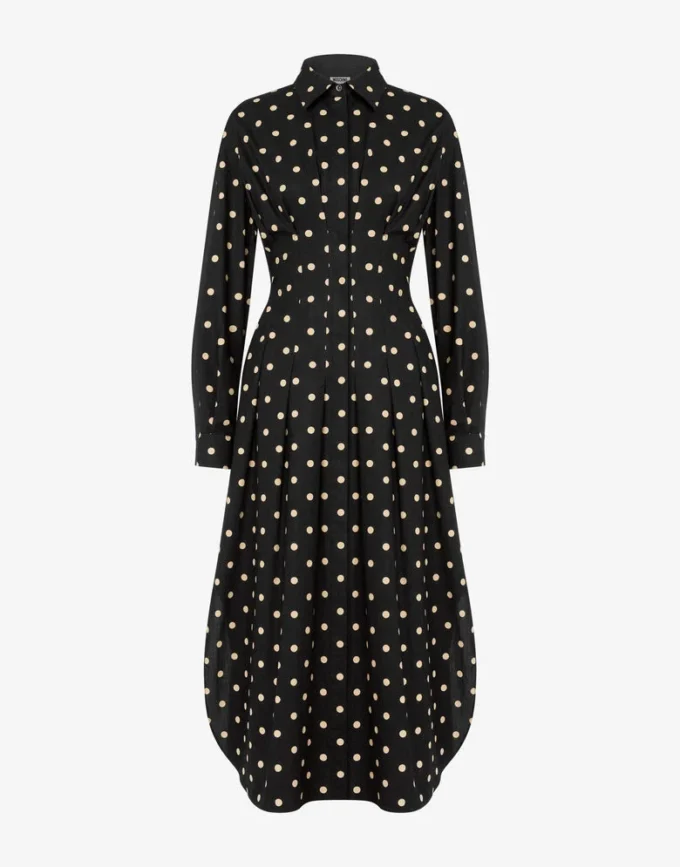 Vestido de popelín de algodón estampado de lunares