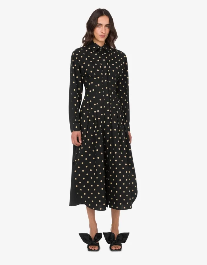 Vestido de popelín de algodón estampado de lunares
