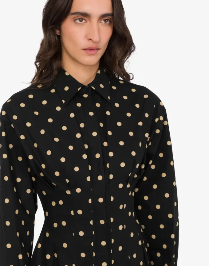 Vestido de popelín de algodón estampado de lunares