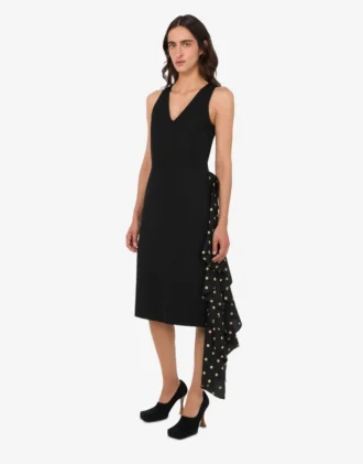 Vestido diagonal de mezcla de lana con lunares