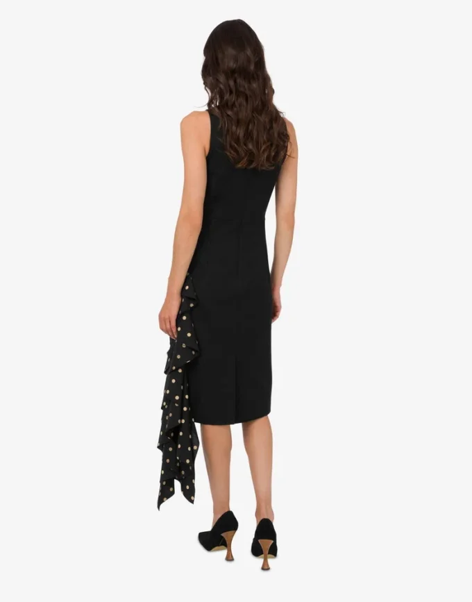 Vestido diagonal de mezcla de lana con lunares