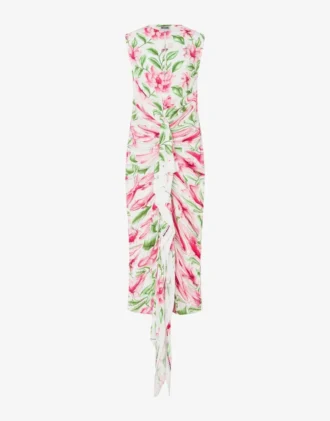 Vestido estampado de crepé de China