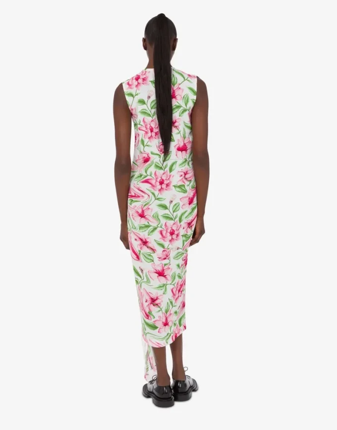 Vestido estampado de crepé de China