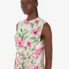 Vestido estampado de crepé de China