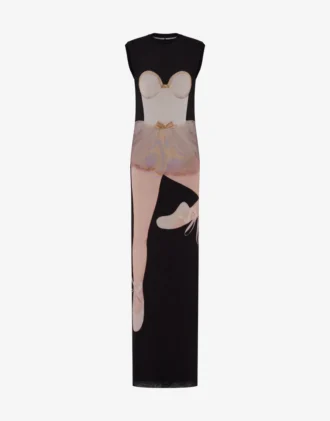Vestido estampado de tul elástico