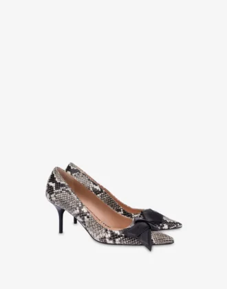 Zapatos de salón de piel de becerro con estampado de pitón