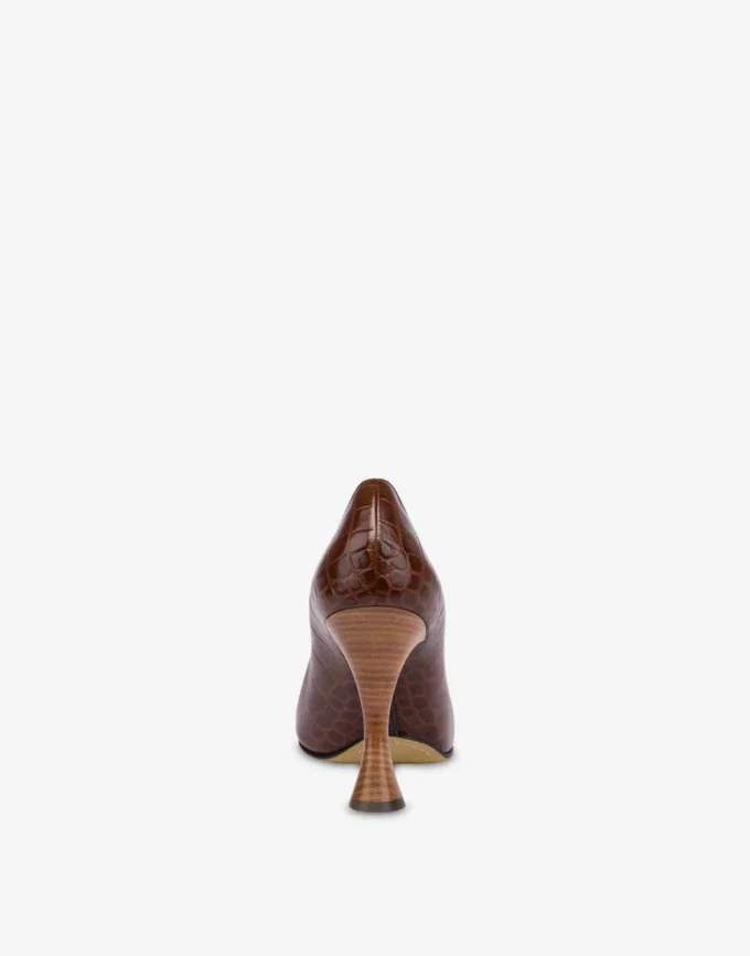 Zapatos de tacón de piel de becerro con estampado de cocodrilo